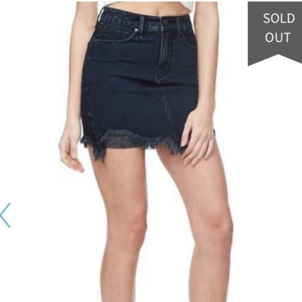 Good American Frayed Distressed Vintage Frayed Hem Denim Jean Skirt Sz 1…